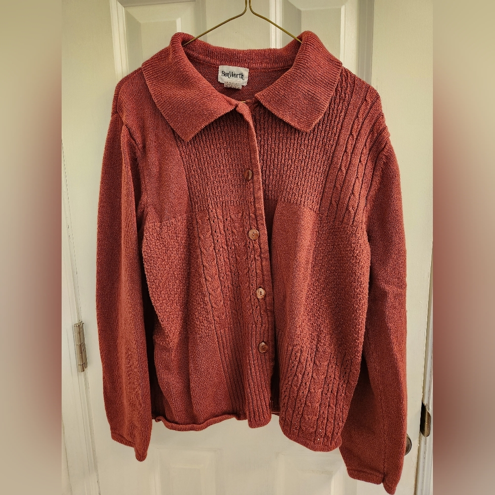 🥳HP-Burnt Orange Button Up Sweater